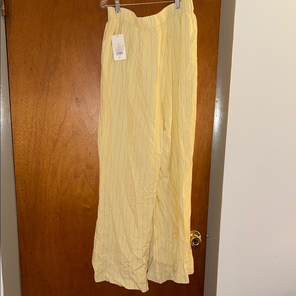 Yellow Pinstripe Wide-Leg Women's Skirt